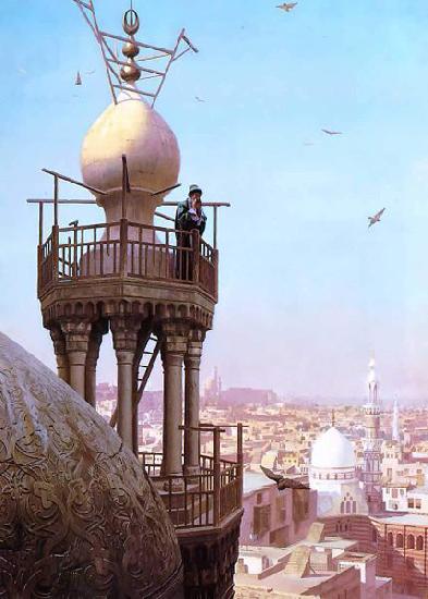 Jean-Leon Gerome A Muezzin Calling from the Top of a Minaret the Faithful to Prayer oil painting image